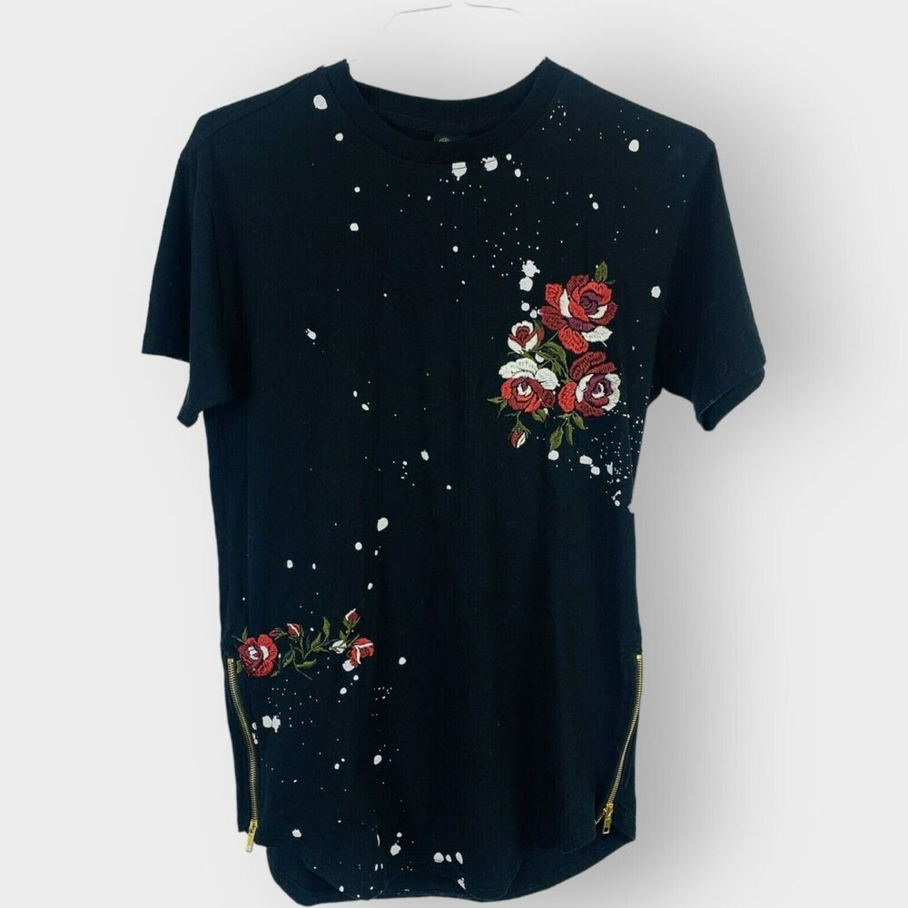 Bleeker and Mercer Shirt "Paid in Full" Embroidered Black Streetwear Size Small